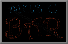Επιγραφή music bar με λαμπάκια led.