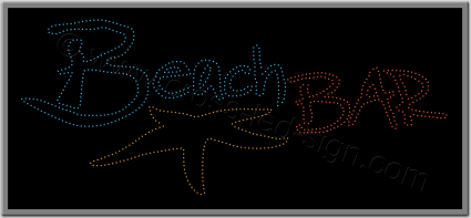 Επιγραφή καφετέριας beach bar με led, σχέδιο αστερίας. Επιγραφή beach bar με led, σχέδιο αστερίας.