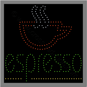 Επιγραφή led espresso με ποτήρι ζεστού καφέ. Επιγραφή led espresso με ποτήρι ζεστού καφέ.