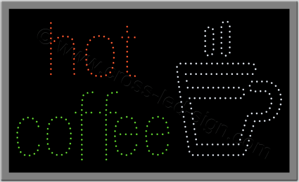Ξενόγλωσση επιγραφή led, με ποτήρι και logo hot coffee. Ξενόγλωσση επιγραφή led, με ποτήρι και logo hot coffee.