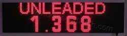 Επιγραφές βενζινάδικων led 128x32 με ένδειξη UNLEADED και τιμή.