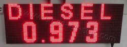 Επιγραφές βενζινάδικων led 96x32 με ένδειξη diesel και τιμή.