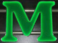 Γράμμα Μ με εσωτερικό φωτισμό πράσινα led.