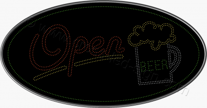 Οβάλ επιγραφή led open, για καταστήματα μπύρας ή bar.