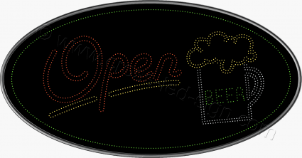 Οβάλ επιγραφή led open, για καταστήματα μπύρας ή bar. Οβάλ επιγραφή led open, για καταστήματα μπύρας ή bar.