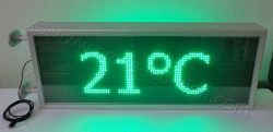 Ηλεκτρονική επιγραφή με πράσινα led 103x39 εκ. και θερμοκρασία.