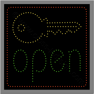 Μικρή επιγραφή led open με κλειδί.