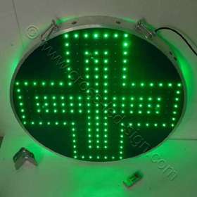Κυκλικός σταυρός φαρμακείου 70 εκ. μερικώς κανάλια LED αναμμένα.