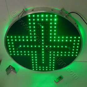 Κυκλικός σταυρός φαρμακείου 70 εκ. με 3 κανάλια LED αναμμένα.