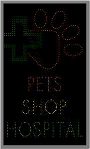 Pets hospital, επιγραφή led για κτηνιατρεία, ιατρεία μικρών ζώων.