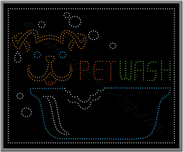 Pet wash επιγραφή led για κτηνιατρείο και pet shop.