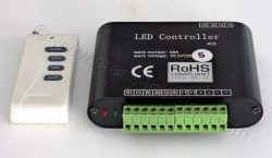 RGB led controller 5V 3x8A, όψη εισόδου 5V και εξόδων rgb.