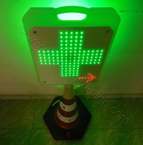 Stand πεζοδρομίου με led, σταυρός φαρμακείου.