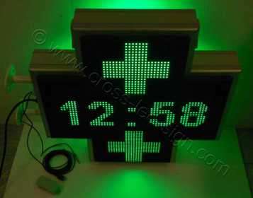 Σταυρός φαρμακείου LED matrix 70 cm, με ένδειξη ώρας.