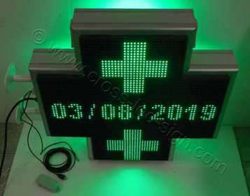 Σταυρός φαρμακείου LED matrix 70 cm, με ένδειξη ημερομηνίας.