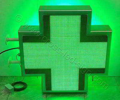 Σταυρός φαρμακείου LED RGB 70 cm εφέ με πράσινο σχήμα.