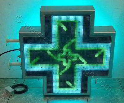 Σταυρός φαρμακείου LED RGB 70 cm με εφέ πολύχρωμο σταυρό σε κίνηση.