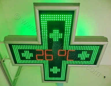 Σταυρός φαρμακείου LED ημερομηνία - ώρα - θερμοκρασία 105 cm.
