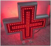 Κόκκινος σταυρός ιατρείου led 80 Χ 80 εκατοστά κεντρική και εξωτερική σειρά led αναμμένη.
