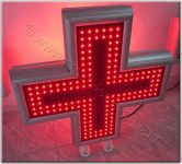Κόκκινος σταυρός ιατρείου led 80 Χ 80 εκατοστά μεσαία και εξωτερική σειρά led αναμμένη.