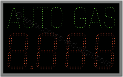 Πινακίδα auto gas led βενζινάδικου 91 x 56 εκατοστά με ψηφία. Πινακίδα επιγραφή led βενζινάδικου auto gas 91 Χ 56 εκ.