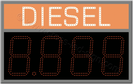 Πινακίδα diesel led βενζινάδικου 80 x 50 εκατοστά με ψηφία. Πινακίδα επιγραφή led βενζινάδικου diesel 80 Χ 50 εκ.