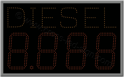 Πινακίδα diesel led βενζινάδικου 91 x 56 εκατοστά με ψηφία. Πινακίδα επιγραφή led βενζινάδικου diesel 91 Χ 56 εκ.
