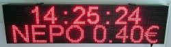 Ταμπέλα επιγραφή led 128x32 εκατοστών, με ένδειξη ρολόι, νερό 0,40 €.