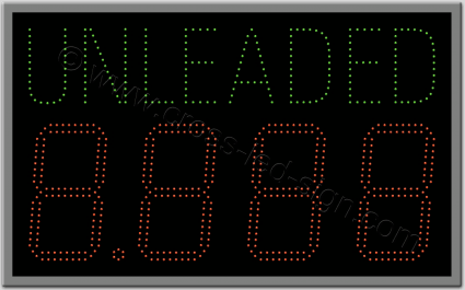 Πινακίδα unleaded led βενζινάδικου 91 x 56 εκατοστά με ψηφία. Πινακίδα επιγραφή led βενζινάδικου unleaded 91 Χ 56 εκ.